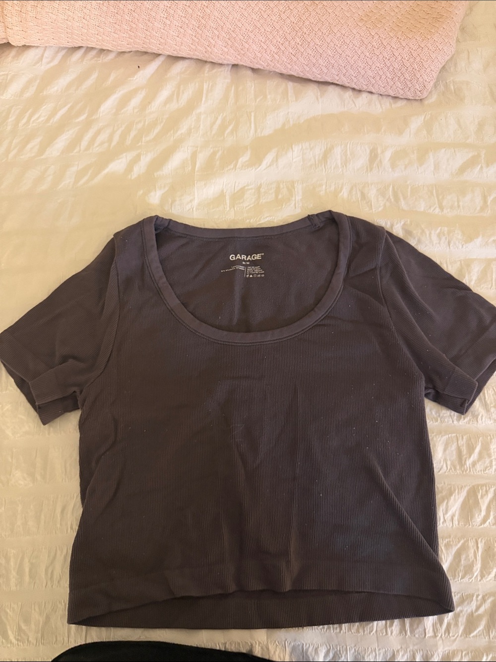 Garage Women's Ribbed Scoop Neck Crop Top - Charcoal